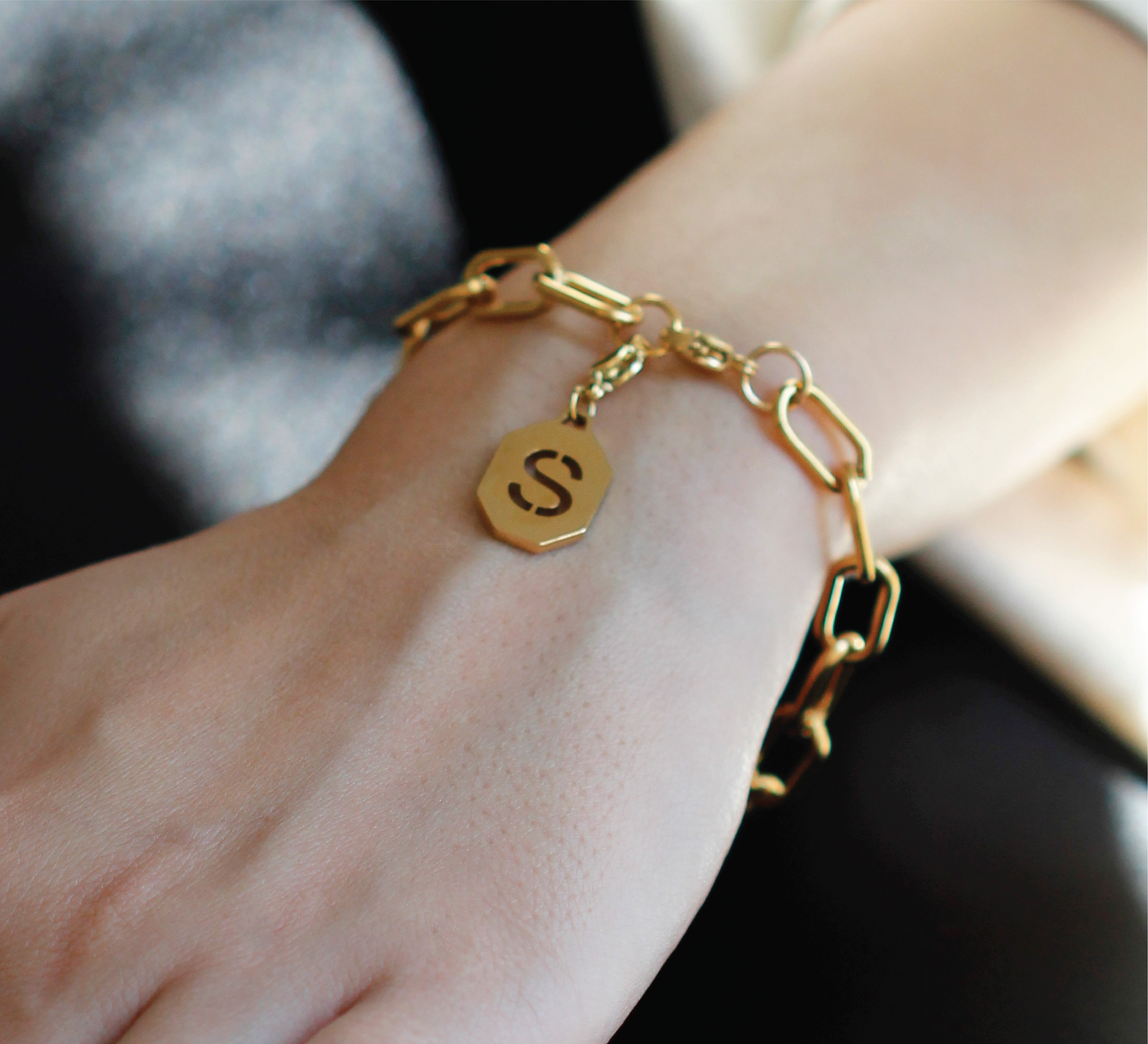 Pulsera Eslabón + Inicial Firenze (Elige tu letra antes de agregar al carrito)