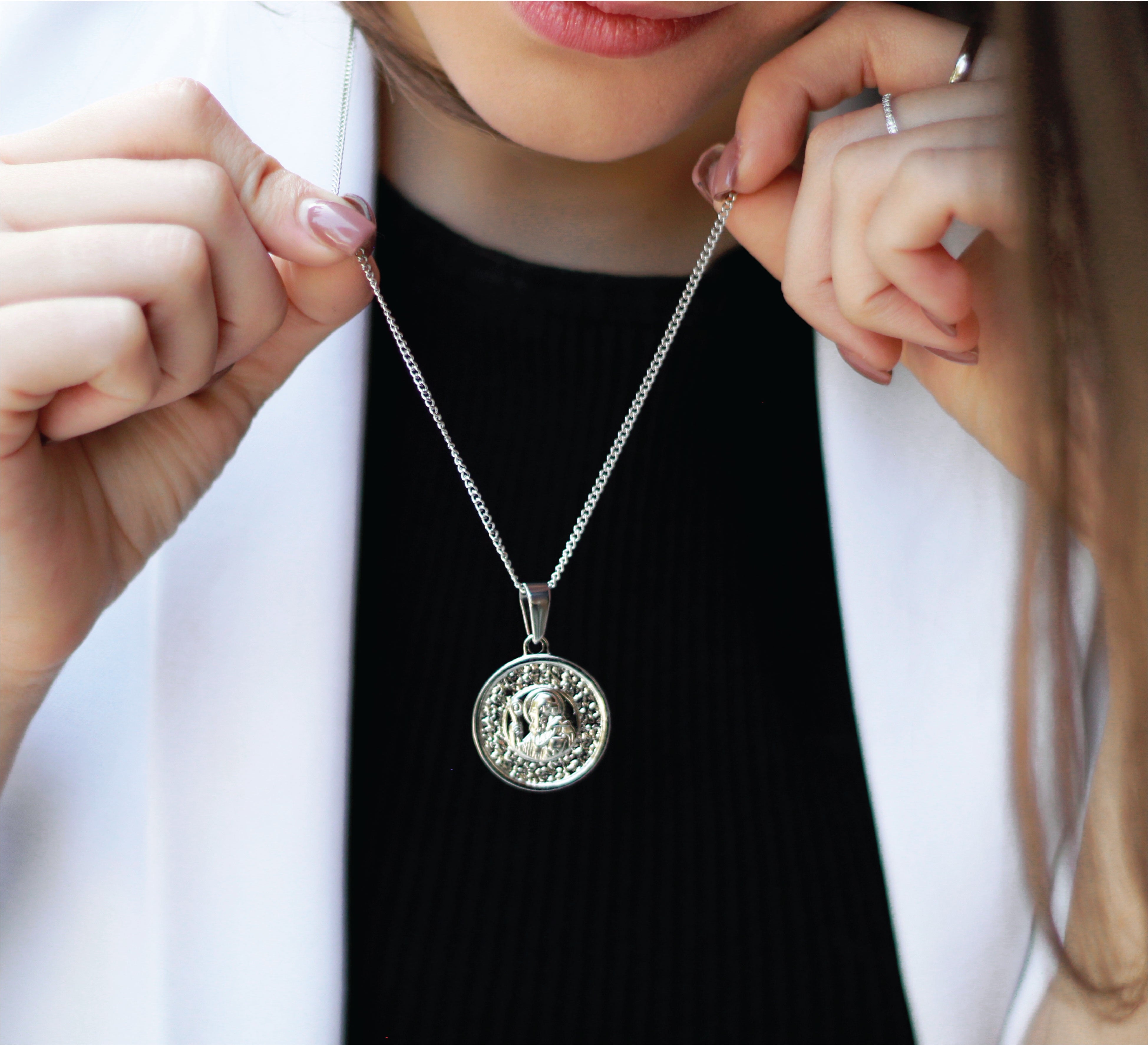 Collar Moneda Grande Plata