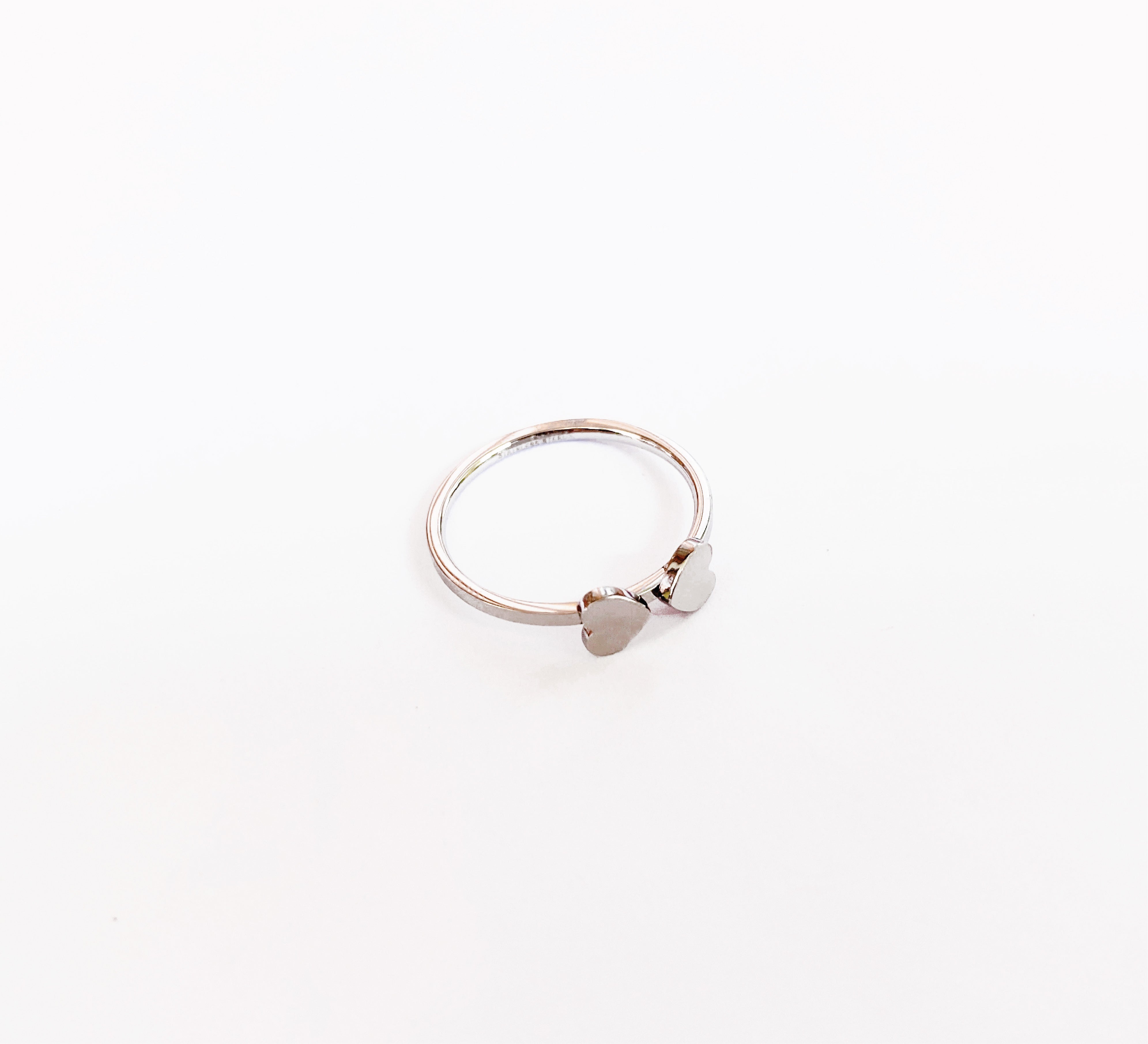 Anillo 2 Corazones Plata